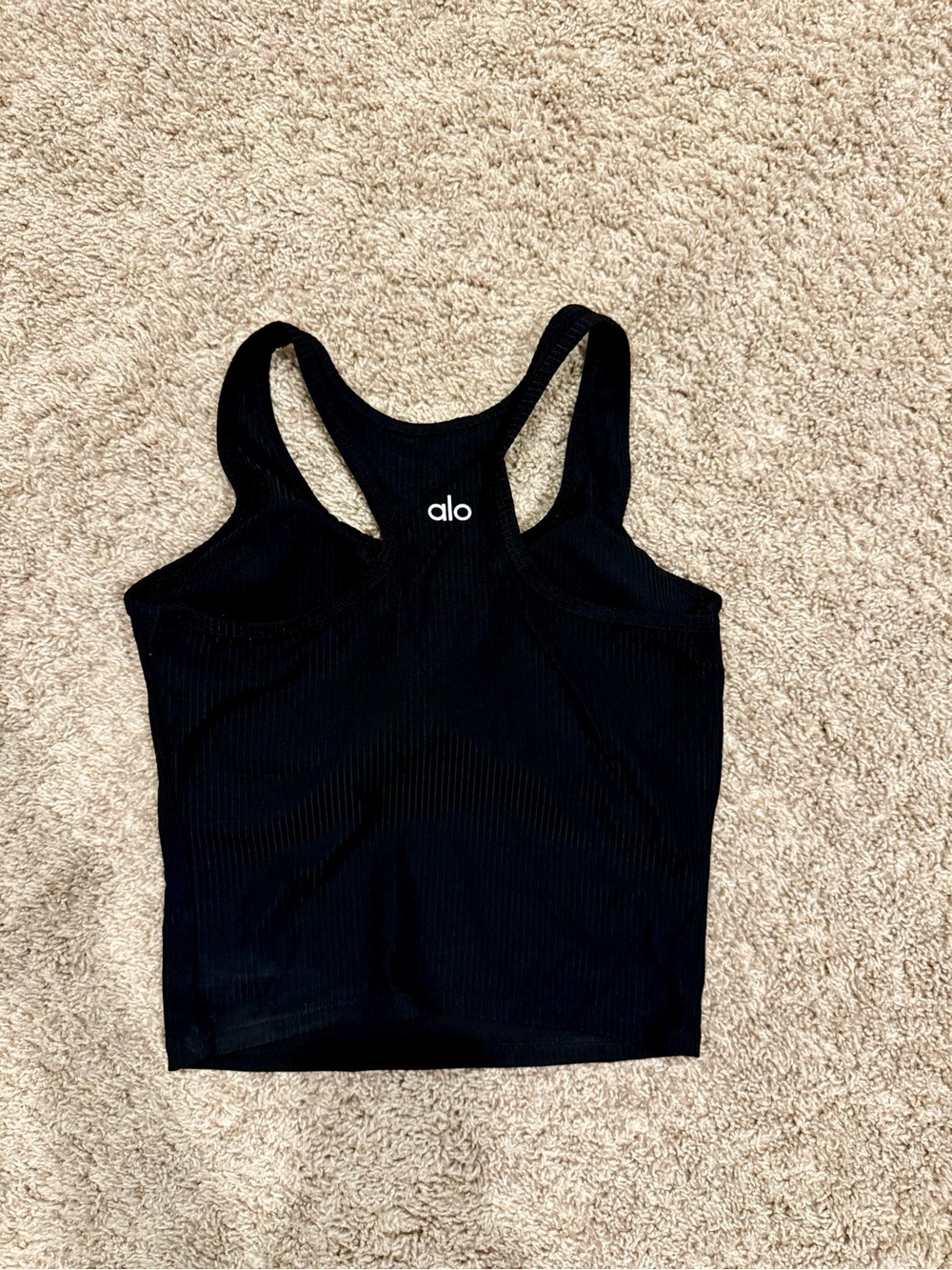 ALO Yoga Black Ribbed Racerback Crop Tank